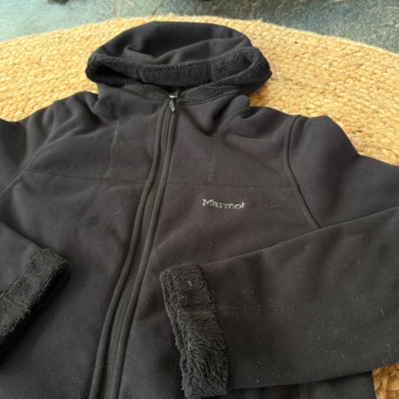 Marmot Lakeside Hooded Fleece Lined Full Zip Jacket Black Women's Medium - Picture 2 of 8